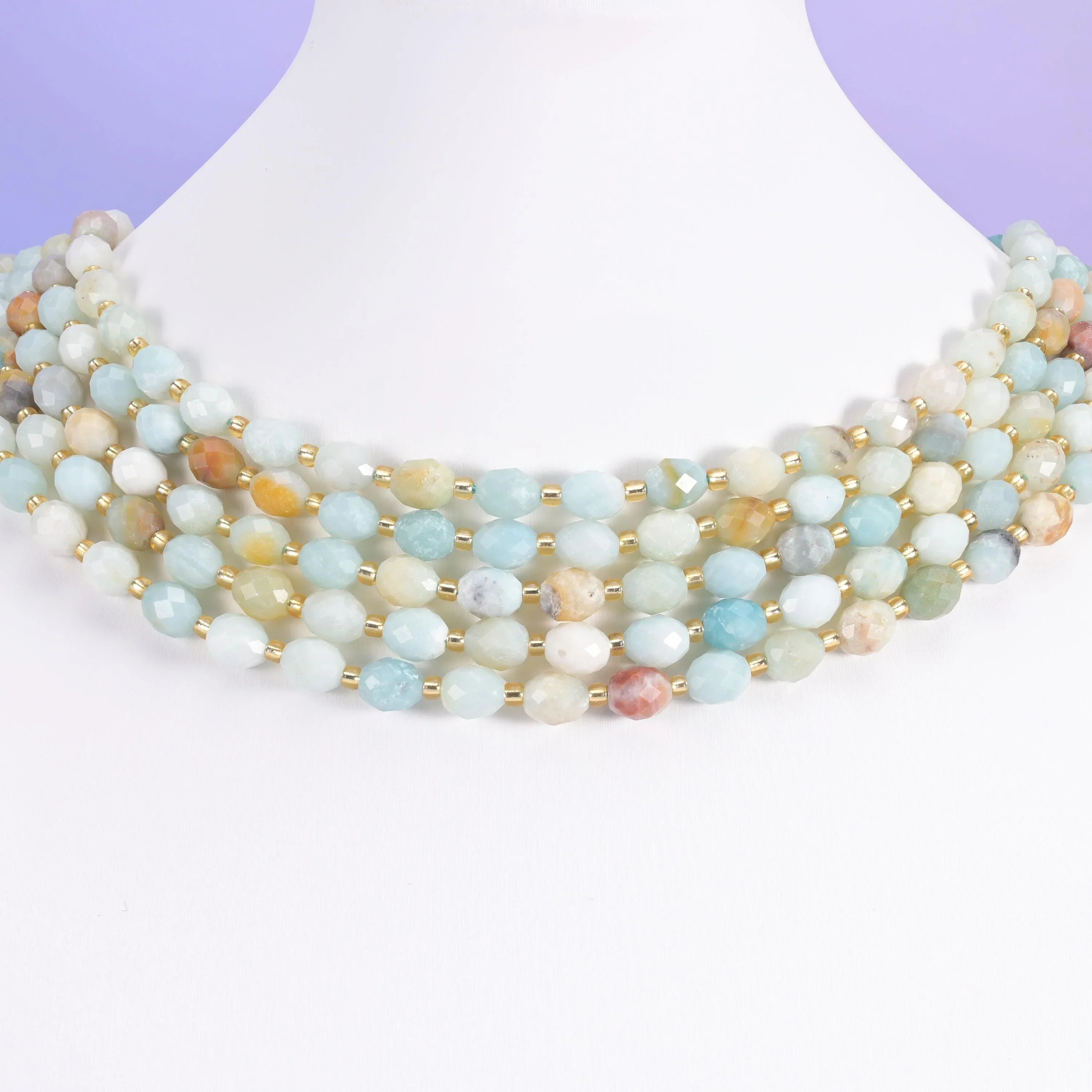 Multi-Color Amazonite Faceted Rice Barrel Beads Size 6x8mm Jewelry Making 15.5 Inch Strand