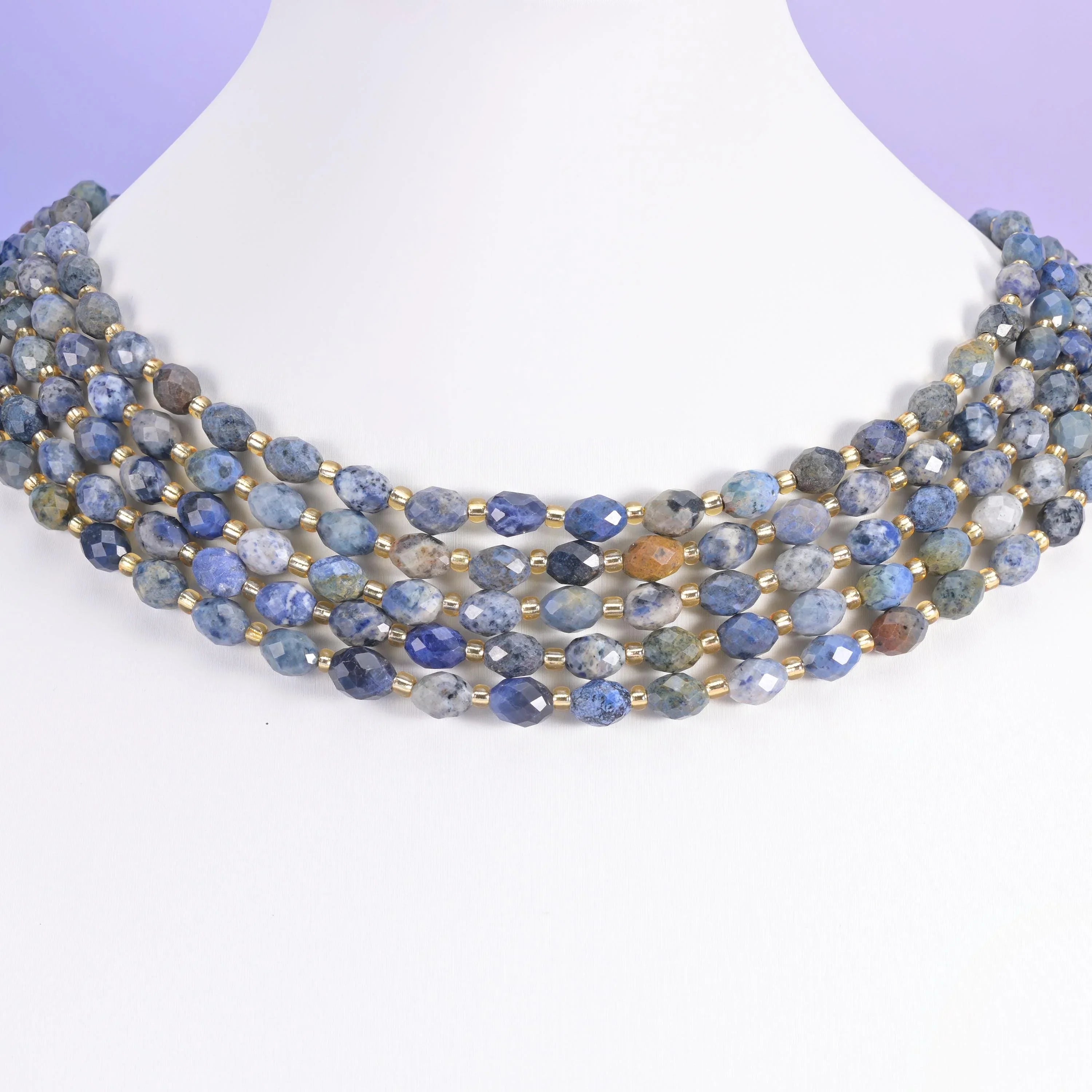 Sunset Dumortierite Faceted Rice Barrel Beads Size 6x8mm Jewelry Making 15.5 Inch Strand