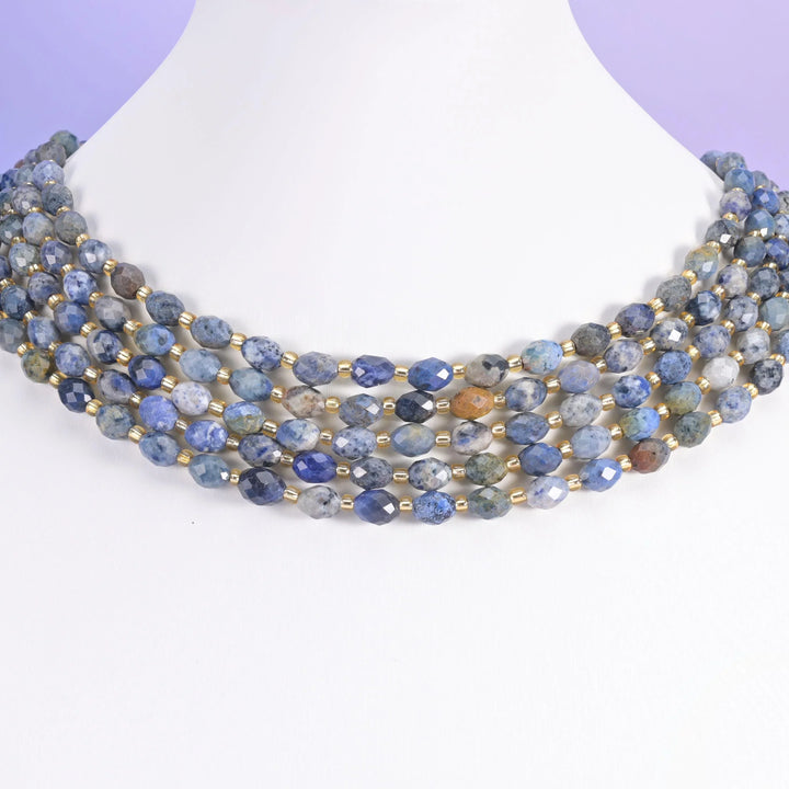 Sunset Dumortierite Faceted Rice Barrel Beads Size 6x8mm Jewelry Making 15.5 Inch Strand