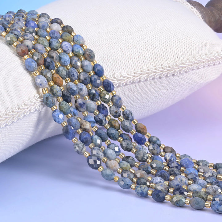 Sunset Dumortierite Faceted Rice Barrel Beads Size 6x8mm Jewelry Making 15.5 Inch Strand