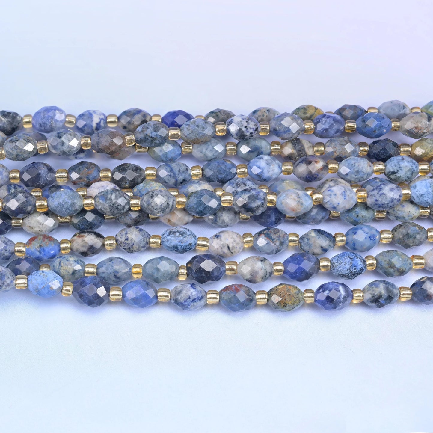 Sunset Dumortierite Faceted Rice Barrel Beads Size 6x8mm Jewelry Making 15.5 Inch Strand