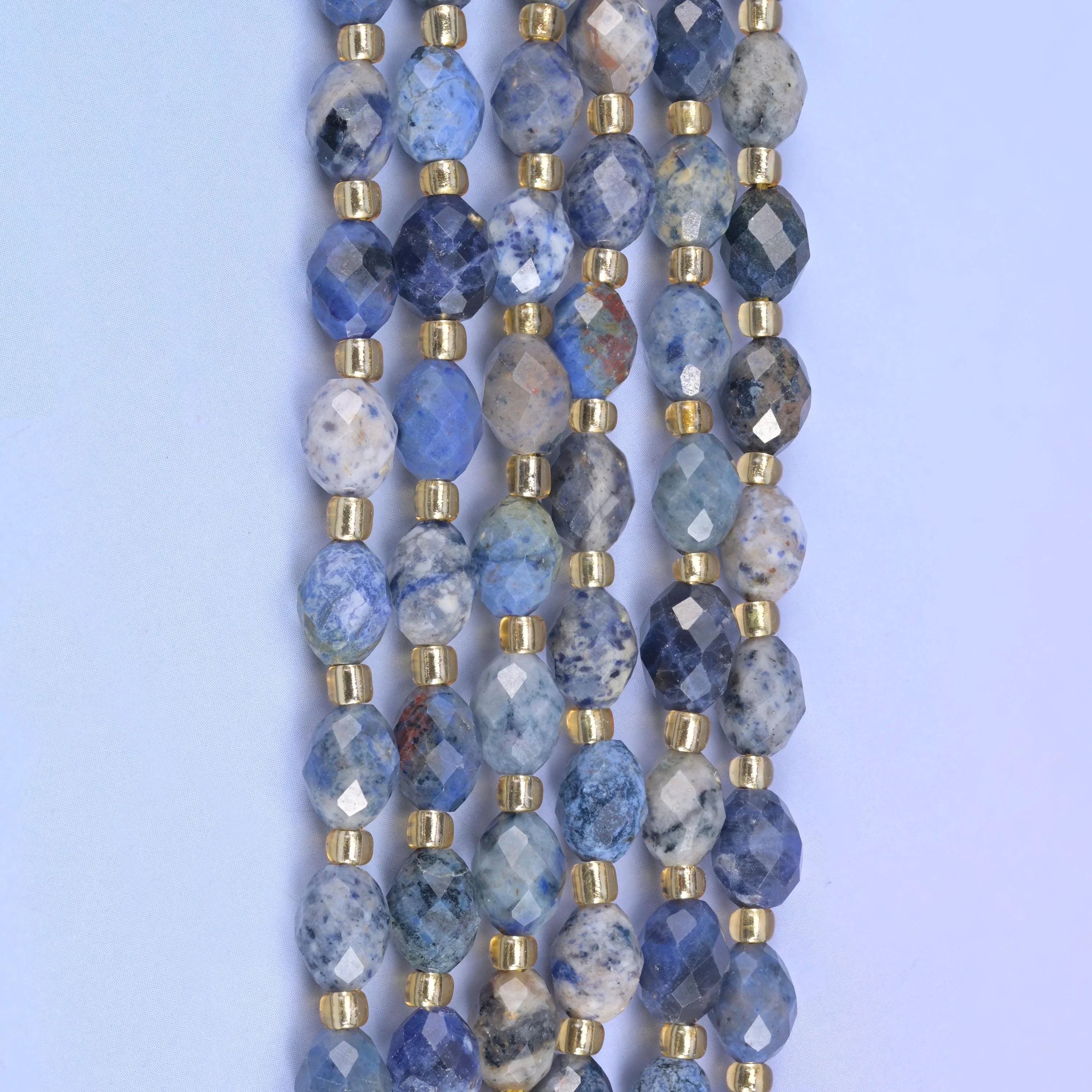 Sunset Dumortierite Faceted Rice Barrel Beads Size 6x8mm Jewelry Making 15.5 Inch Strand
