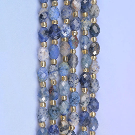 Sunset Dumortierite Faceted Rice Barrel Beads Size 6x8mm Jewelry Making 15.5 Inch Strand