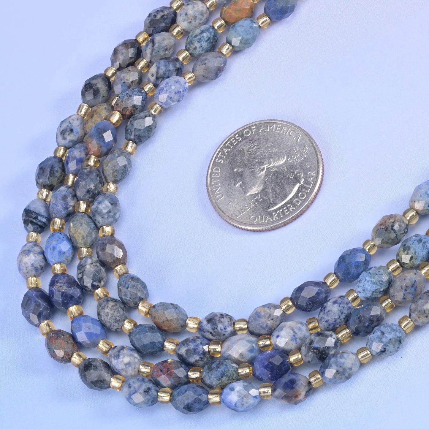 Sunset Dumortierite Faceted Rice Barrel Beads Size 6x8mm Jewelry Making 15.5 Inch Strand