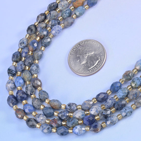 Sunset Dumortierite Faceted Rice Barrel Beads Size 6x8mm Jewelry Making 15.5 Inch Strand