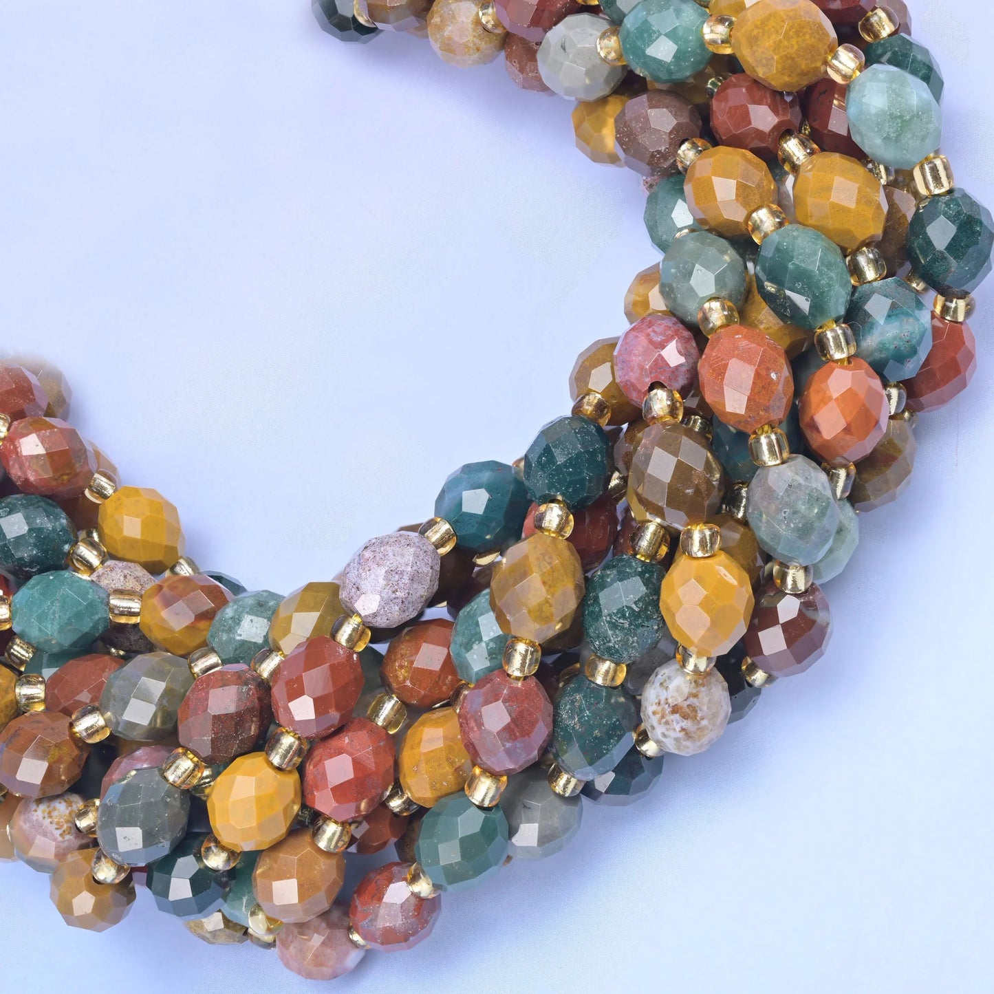 Ocean Agate Faceted Rice Barrel Beads Size 6x8mm Jewelry Making 15.5 Inch Strand