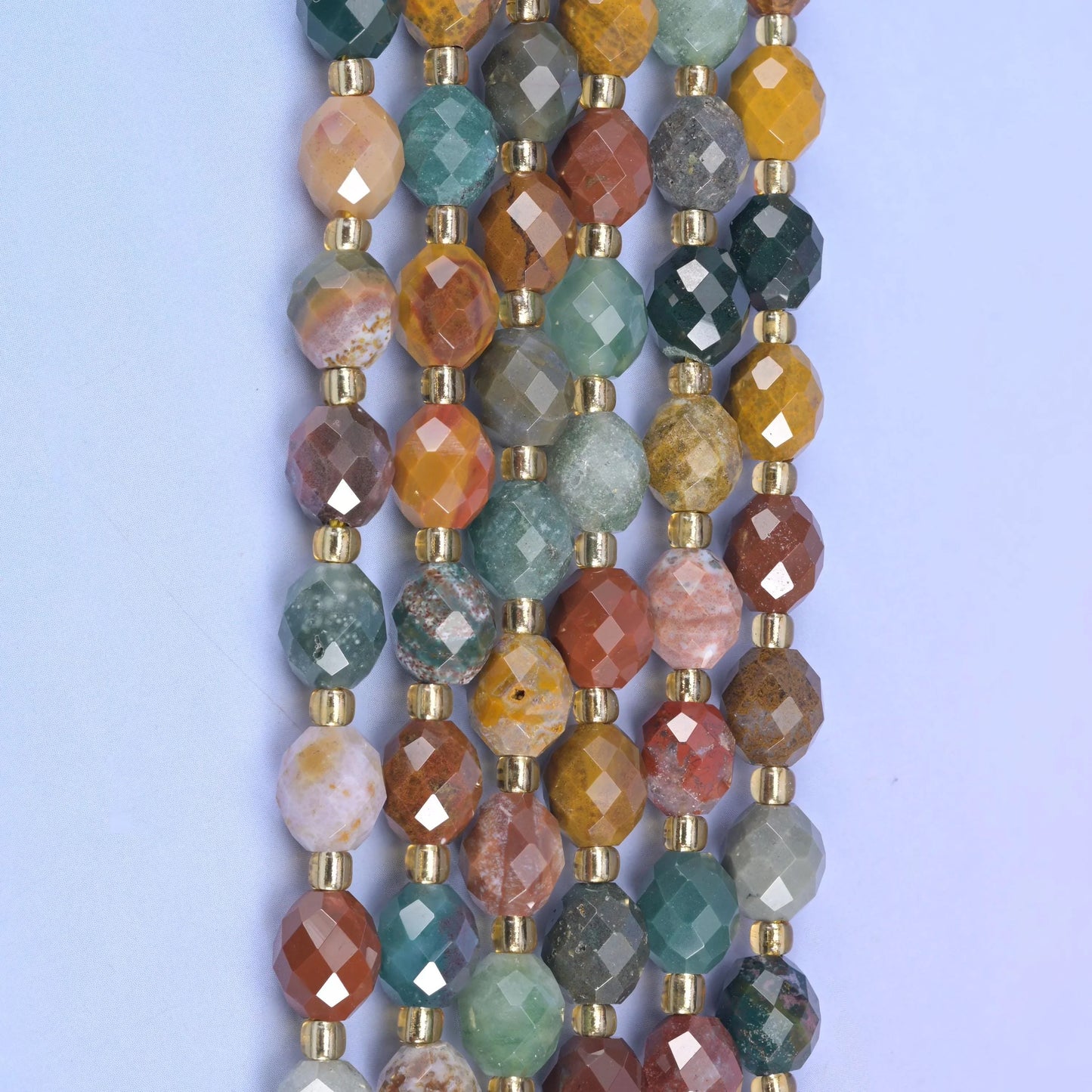 Ocean Agate Faceted Rice Barrel Beads Size 6x8mm Jewelry Making 15.5 Inch Strand