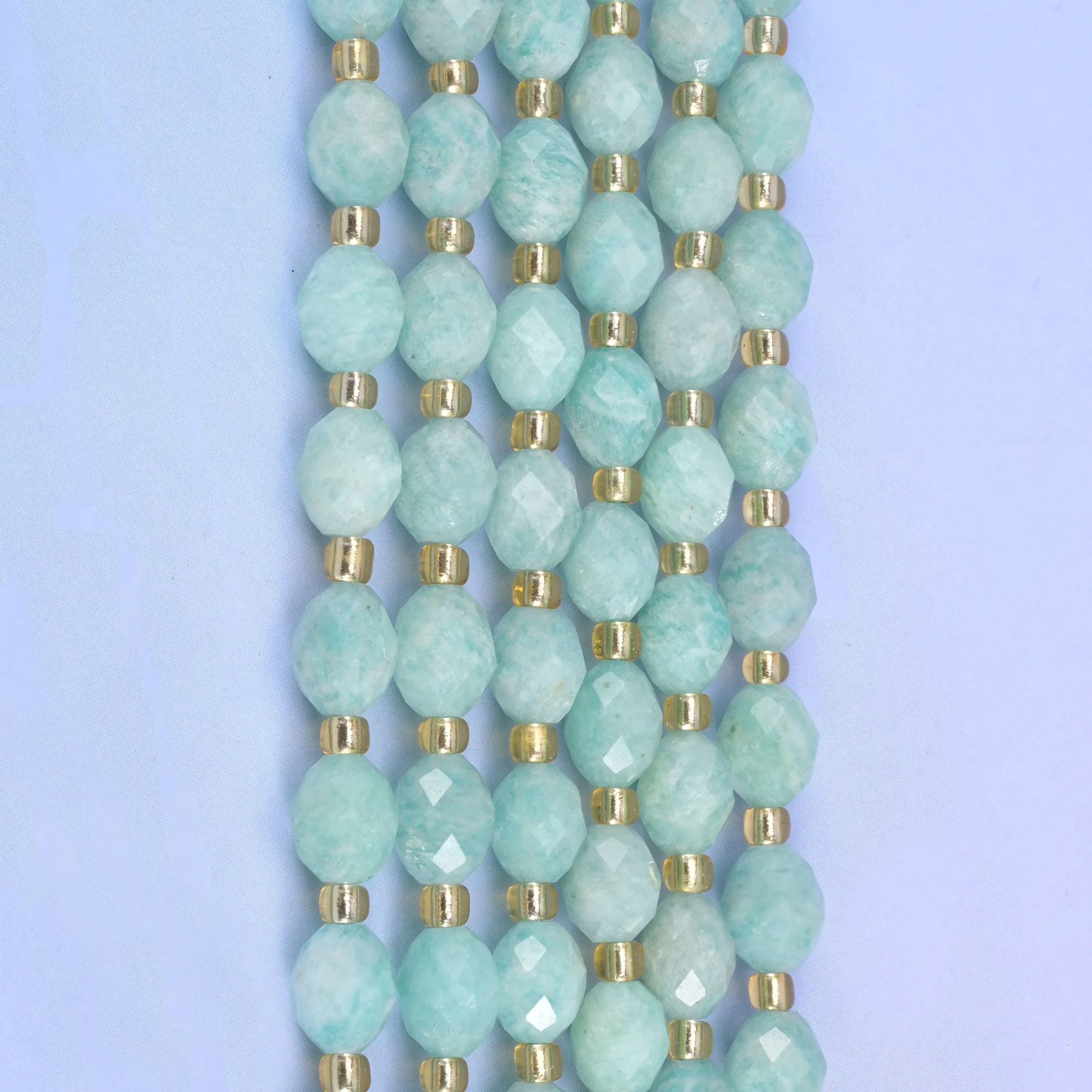 Green Amazonite Faceted Rice Barrel Beads Size 6x8mm Jewelry Making 15.5 Inch Strand