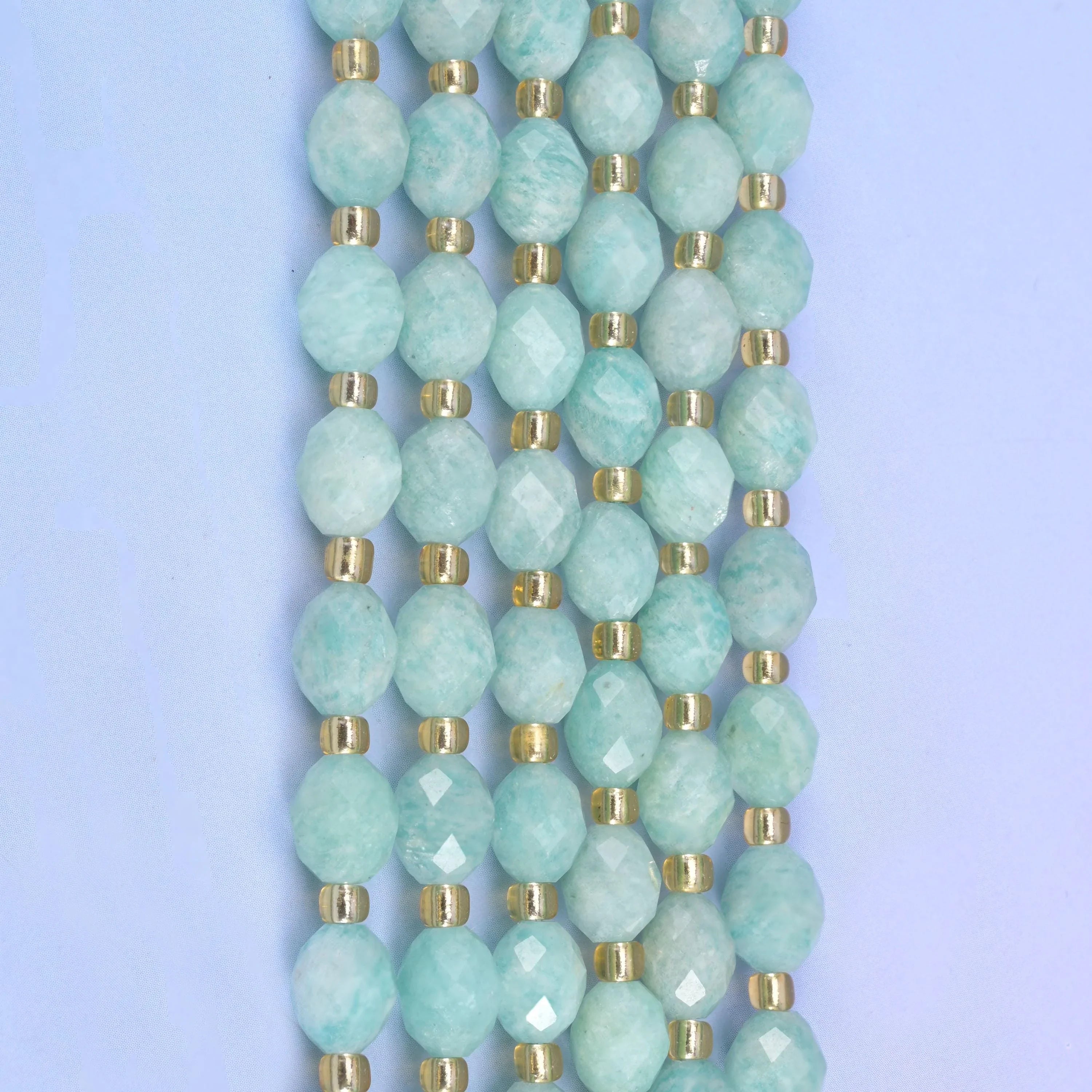 Green Amazonite Faceted Rice Barrel Beads Size 6x8mm Jewelry Making 15.5 Inch Strand