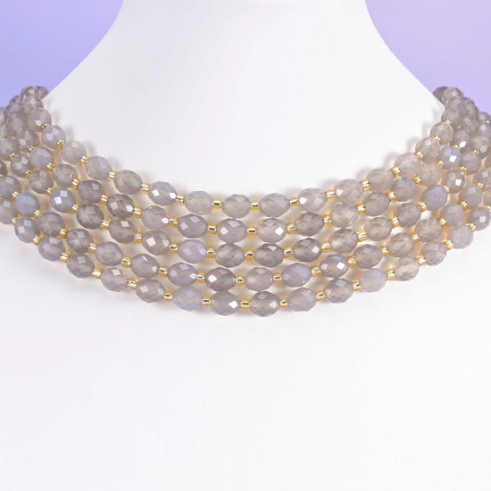 Gray Agate Faceted Rice Barrel Beads Size 6x8mm Jewelry Making 15.5 Inch Strand