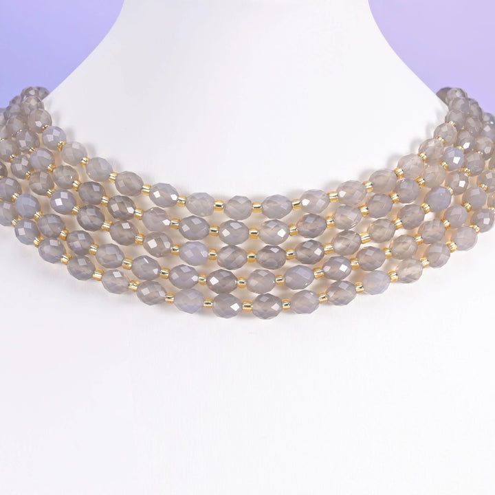 Gray Agate Faceted Rice Barrel Beads Size 6x8mm Jewelry Making 15.5 Inch Strand