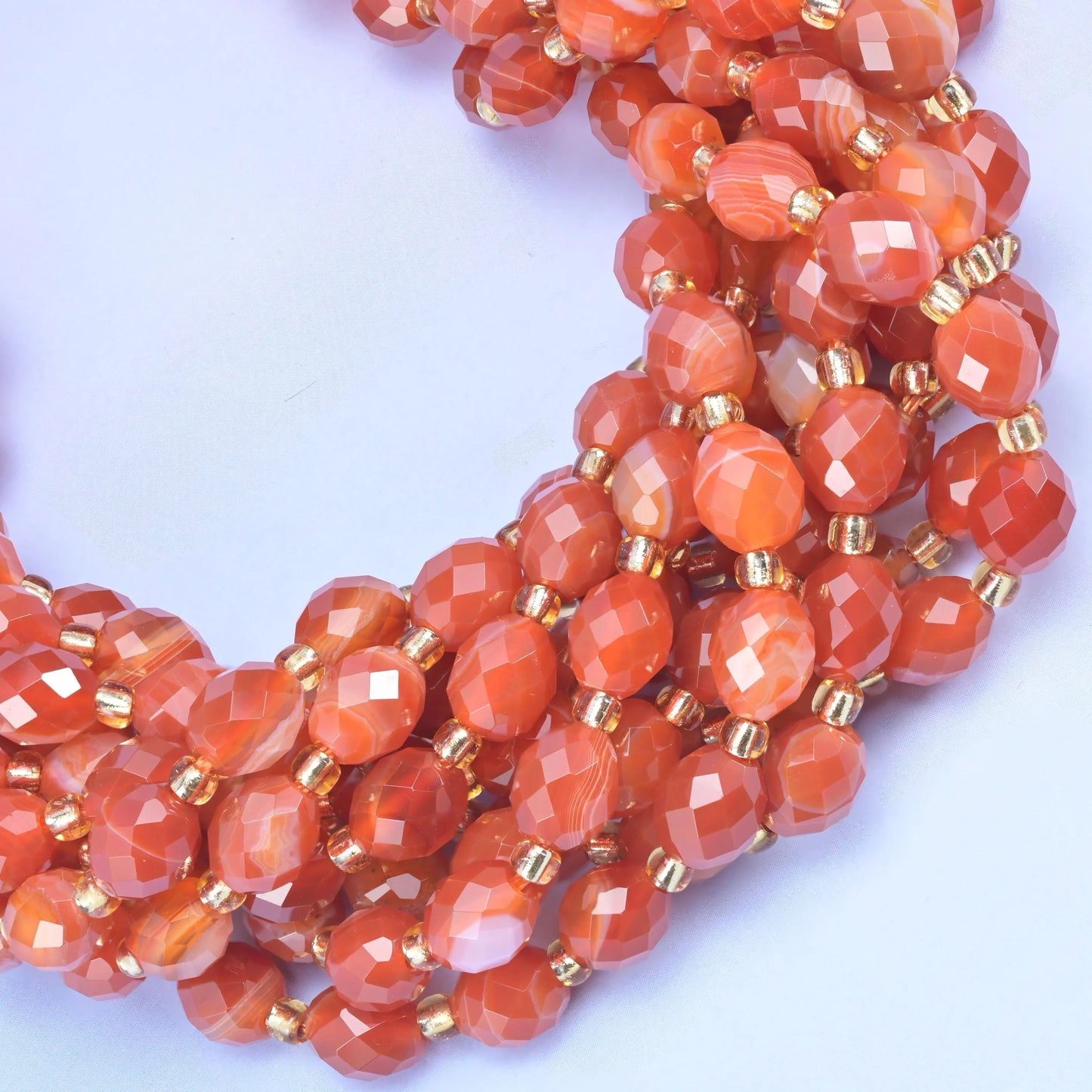 Dyed Red Strip Agate Faceted Rice Barrel Beads Size 6x8mm Jewelry Making 15.5 Inch Strand