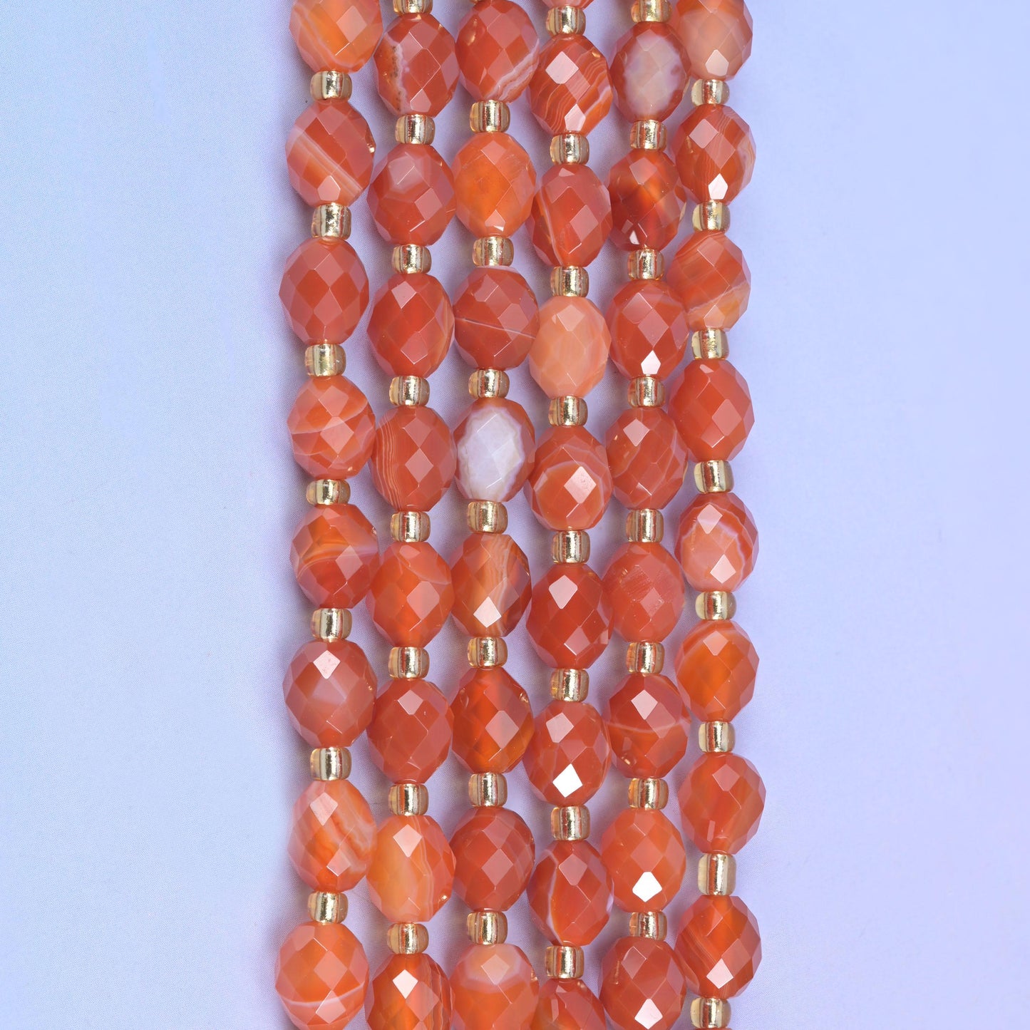 Dyed Red Strip Agate Faceted Rice Barrel Beads Size 6x8mm Jewelry Making 15.5 Inch Strand