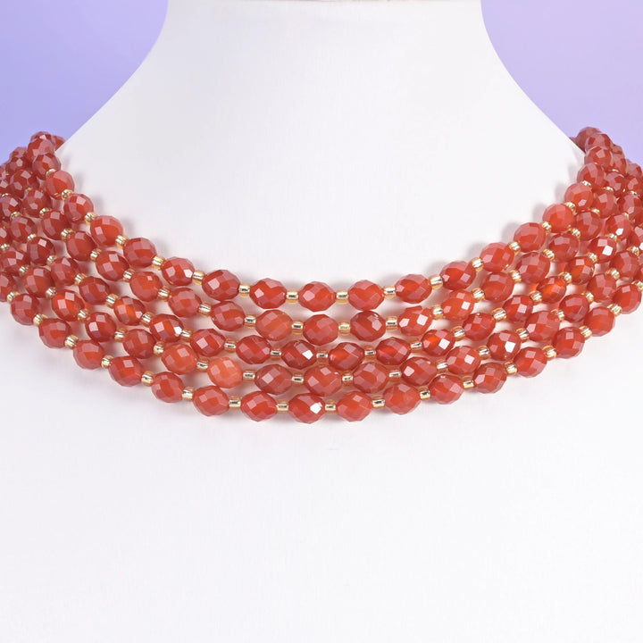 Red Agate Faceted Rice Barrel Beads Size 6x8mm Jewelry Making 15.5 Inch Strand