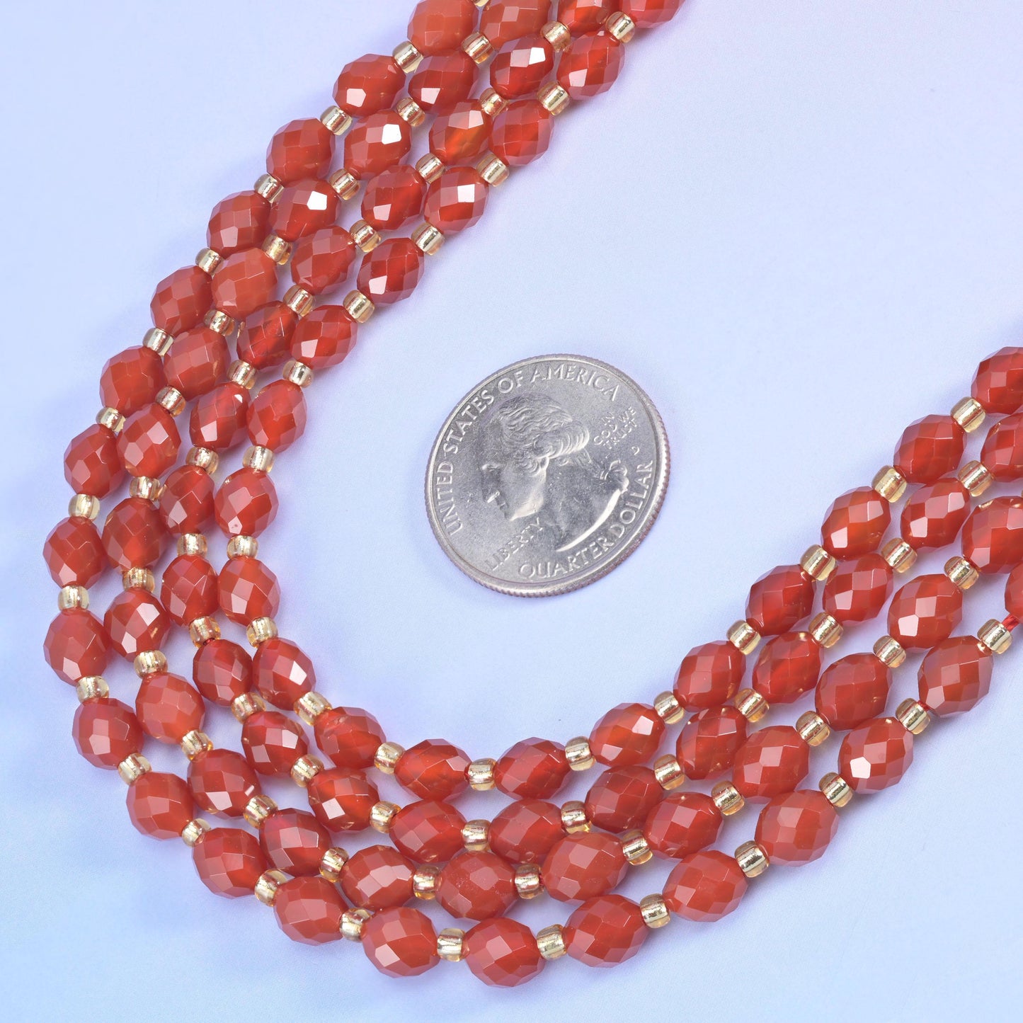 Red Agate Faceted Rice Barrel Beads Size 6x8mm Jewelry Making 15.5 Inch Strand