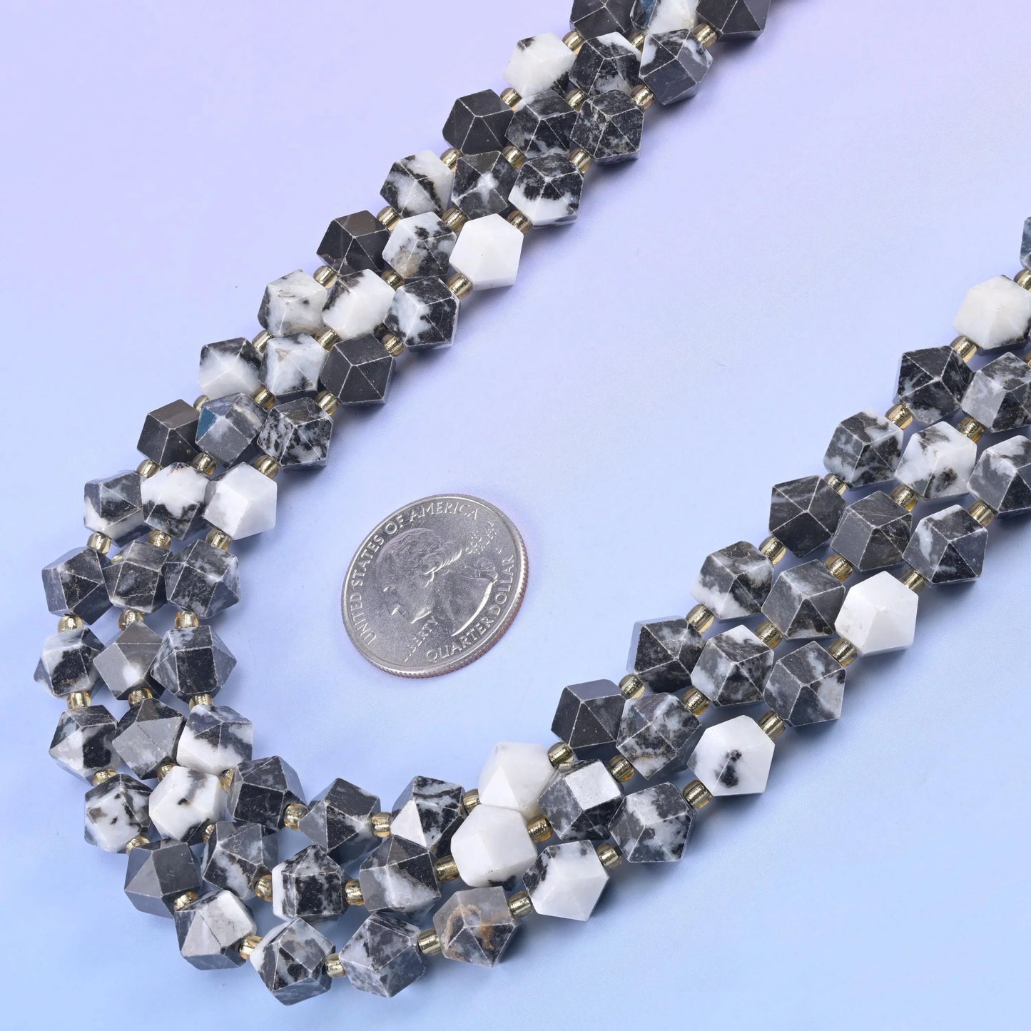 Zebra Jasper Faceted Diamond Rhombus Beads Size 10mm Jewelry Making 15.5 Inch Strand