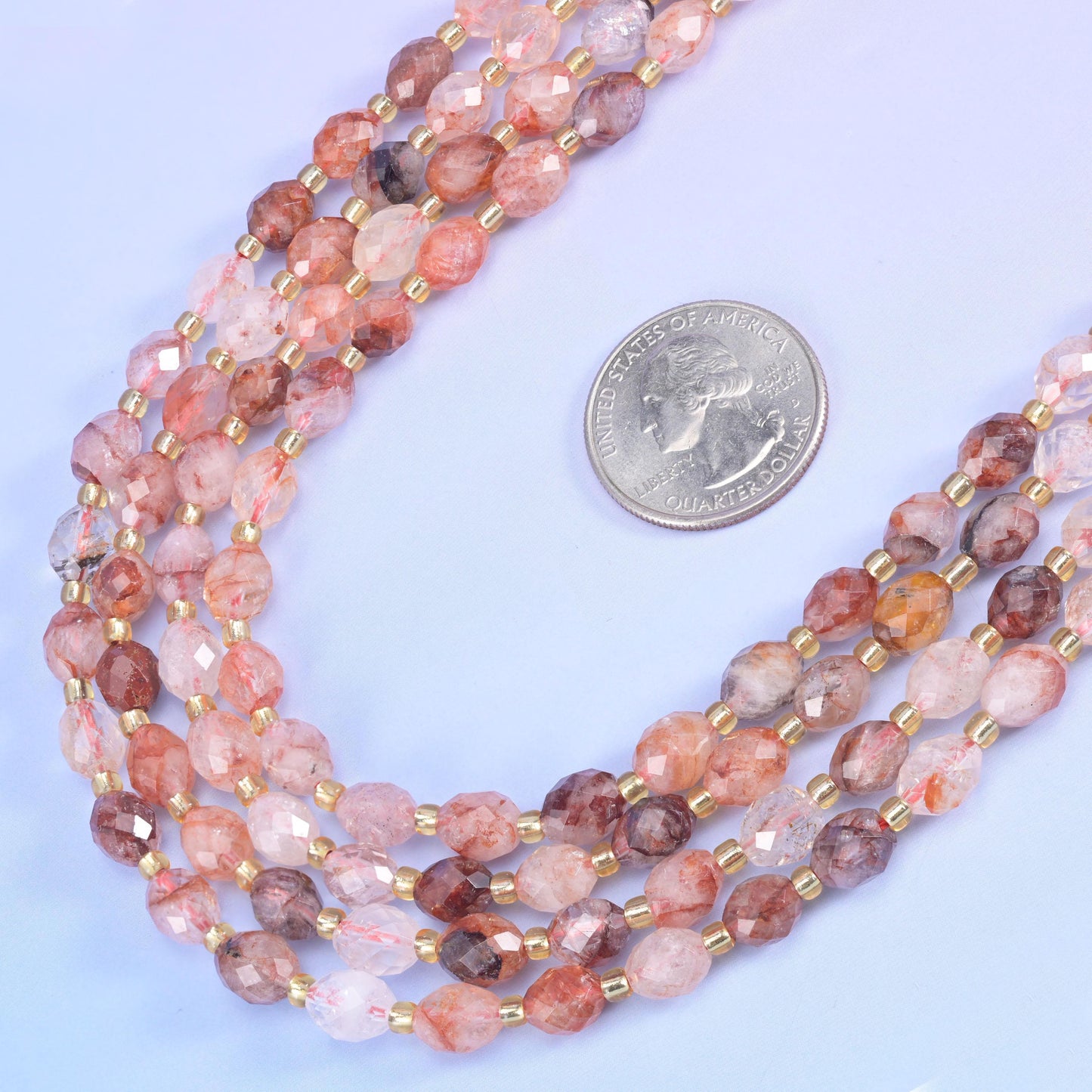 Red Hematoid Faceted Rice Barrel Beads Size 6x8mm Jewelry Making 15.5 Inch Strand