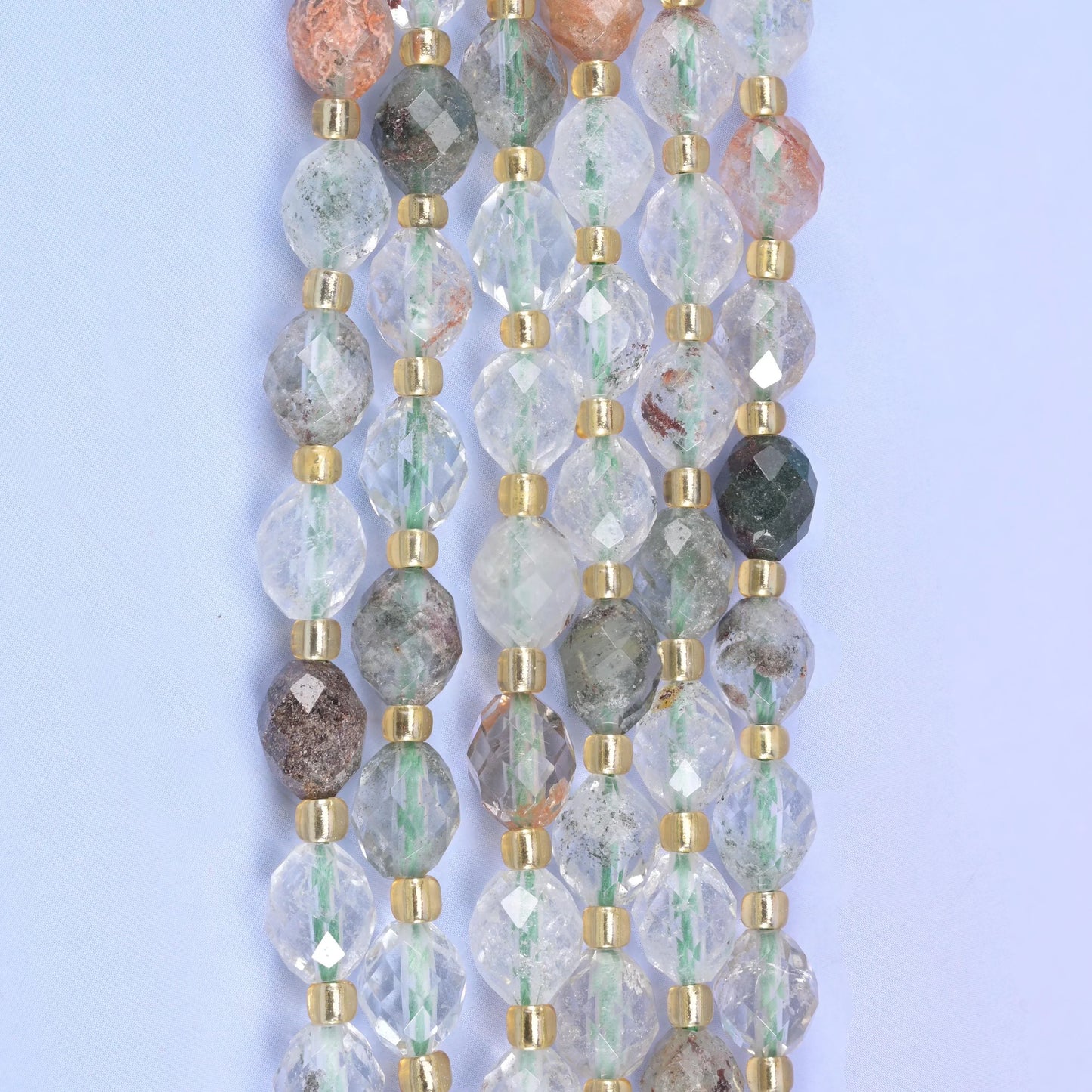Green Phantom Quartz Faceted Rice Barrel Beads Size 6x8mm Jewelry Making 15.5 Inch Strand