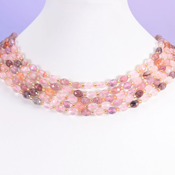 Strawberry Phantom Quartz Faceted Rice Barrel Beads Size 6x8mm Jewelry Making 15.5 Inch Strand