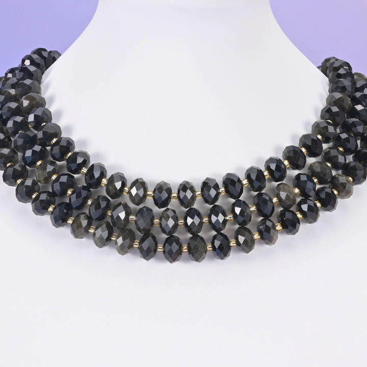 Gold Obsidian Faceted Rondelle Beads Size 6x10mm Jewelry Making 15.5 Inch Strand