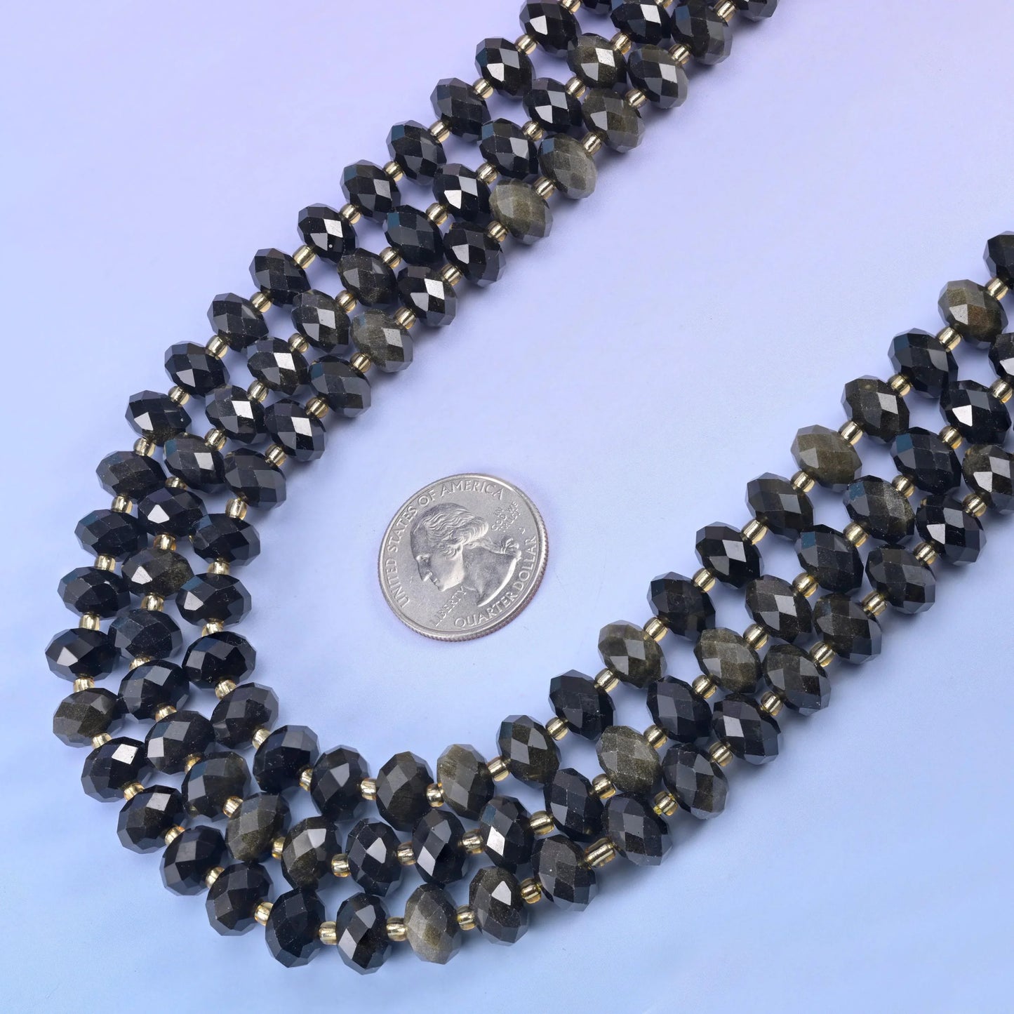 Gold Obsidian Faceted Rondelle Beads Size 6x10mm Jewelry Making 15.5 Inch Strand