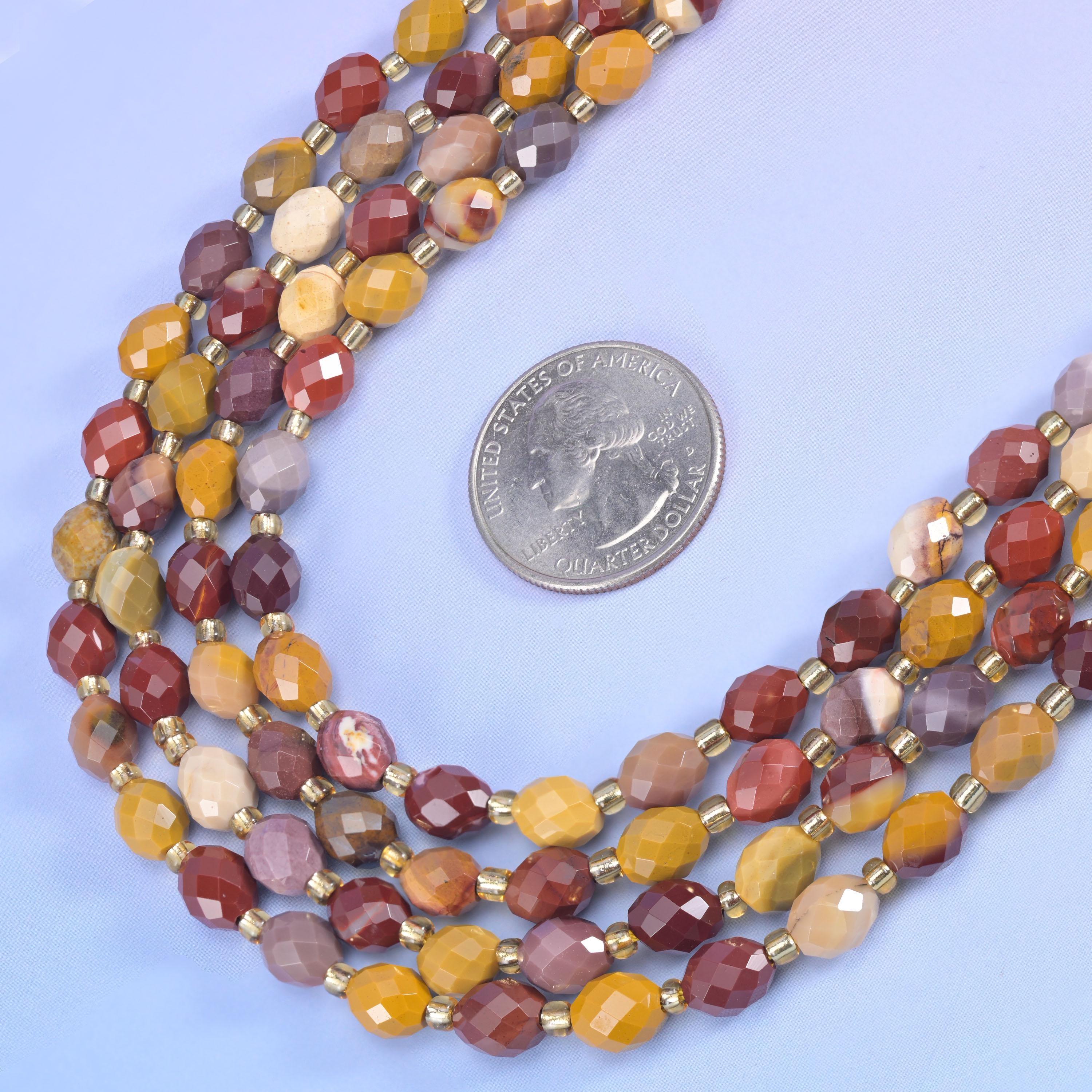 Mookaite Jasper Faceted Rice Barrel Beads Size 6x8mm Jewelry Making 15.5 Inch Strand