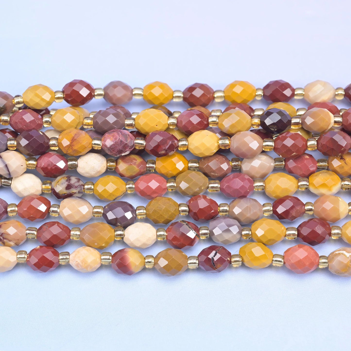 Mookaite Jasper Faceted Rice Barrel Beads Size 6x8mm Jewelry Making 15.5 Inch Strand