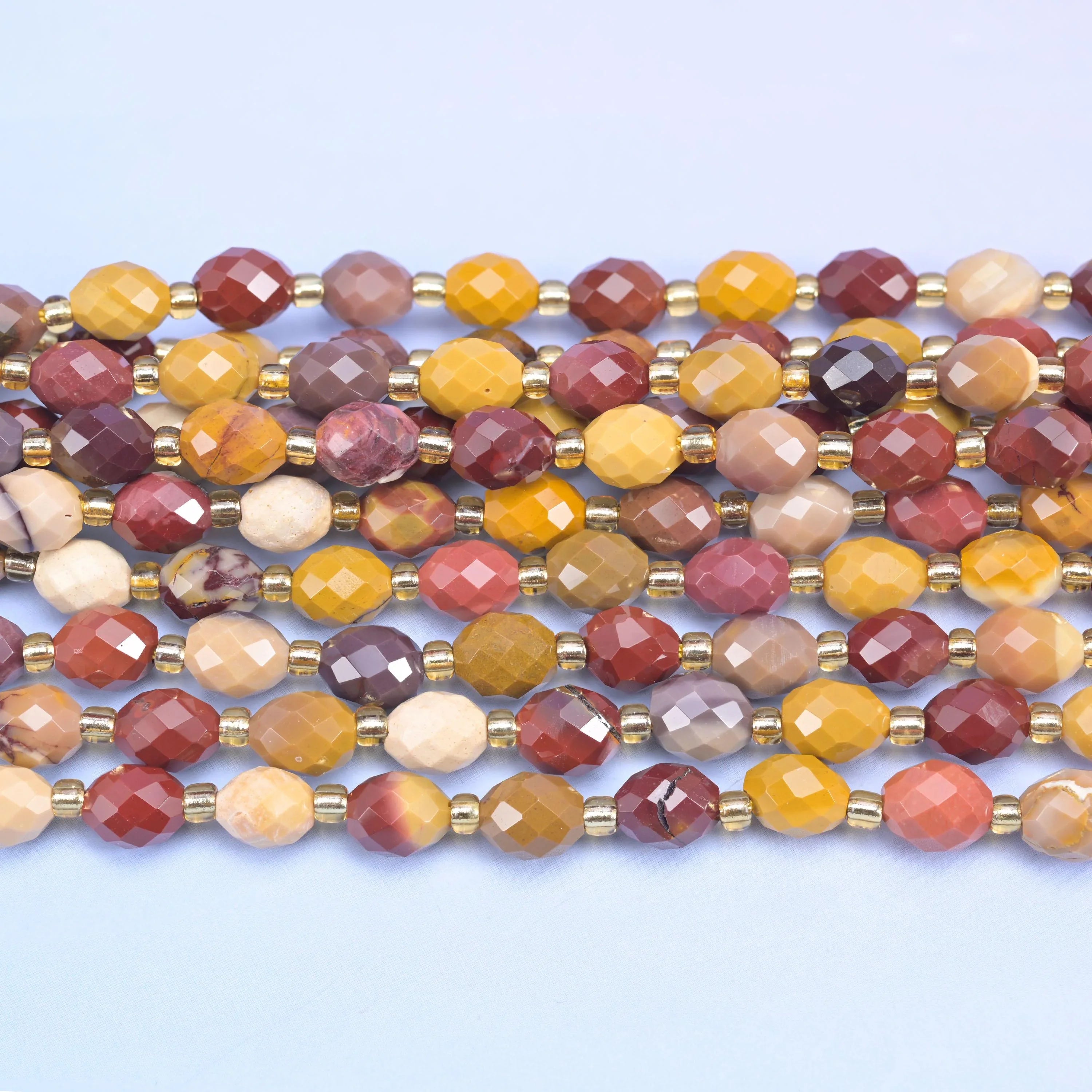 Mookaite Jasper Faceted Rice Barrel Beads Size 6x8mm Jewelry Making 15.5 Inch Strand