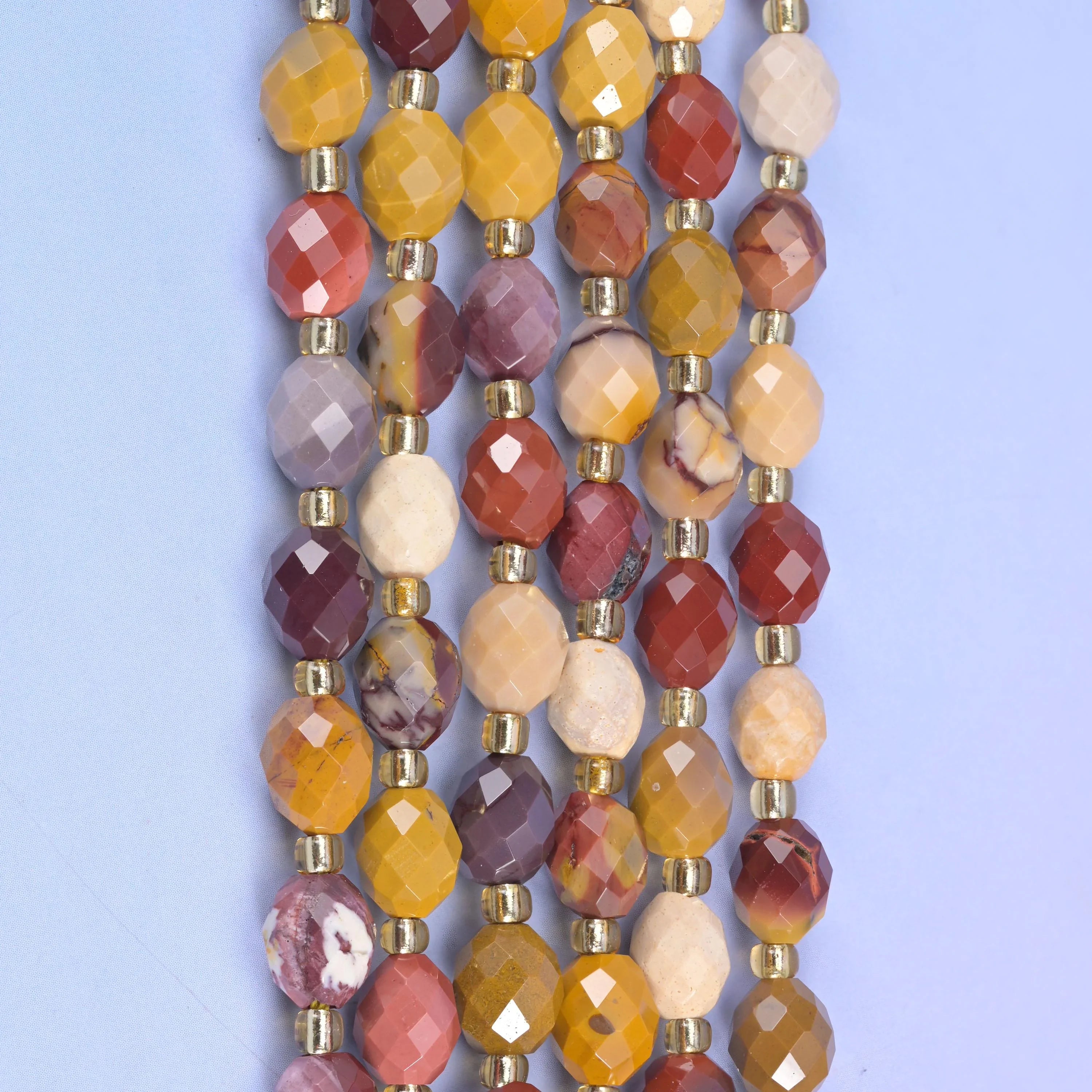 Mookaite Jasper Faceted Rice Barrel Beads Size 6x8mm Jewelry Making 15.5 Inch Strand