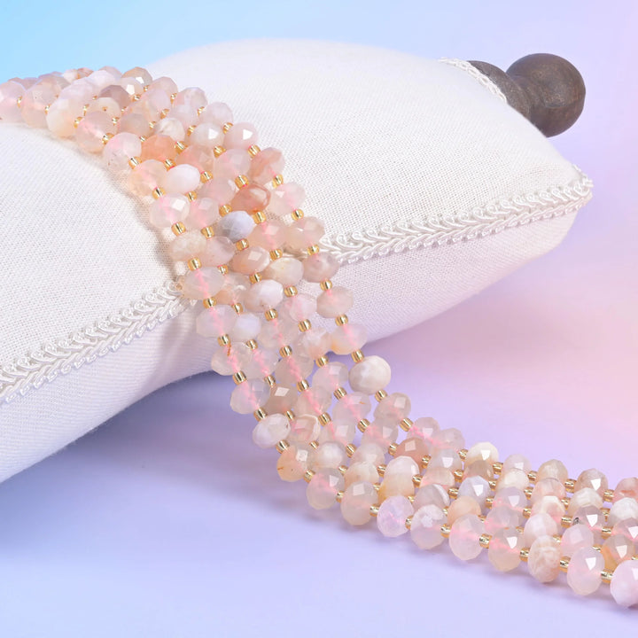 Sakura Flower Agate Faceted Rondelle Beads Size 6x10mm Jewelry Making 15.5 Inch Strand