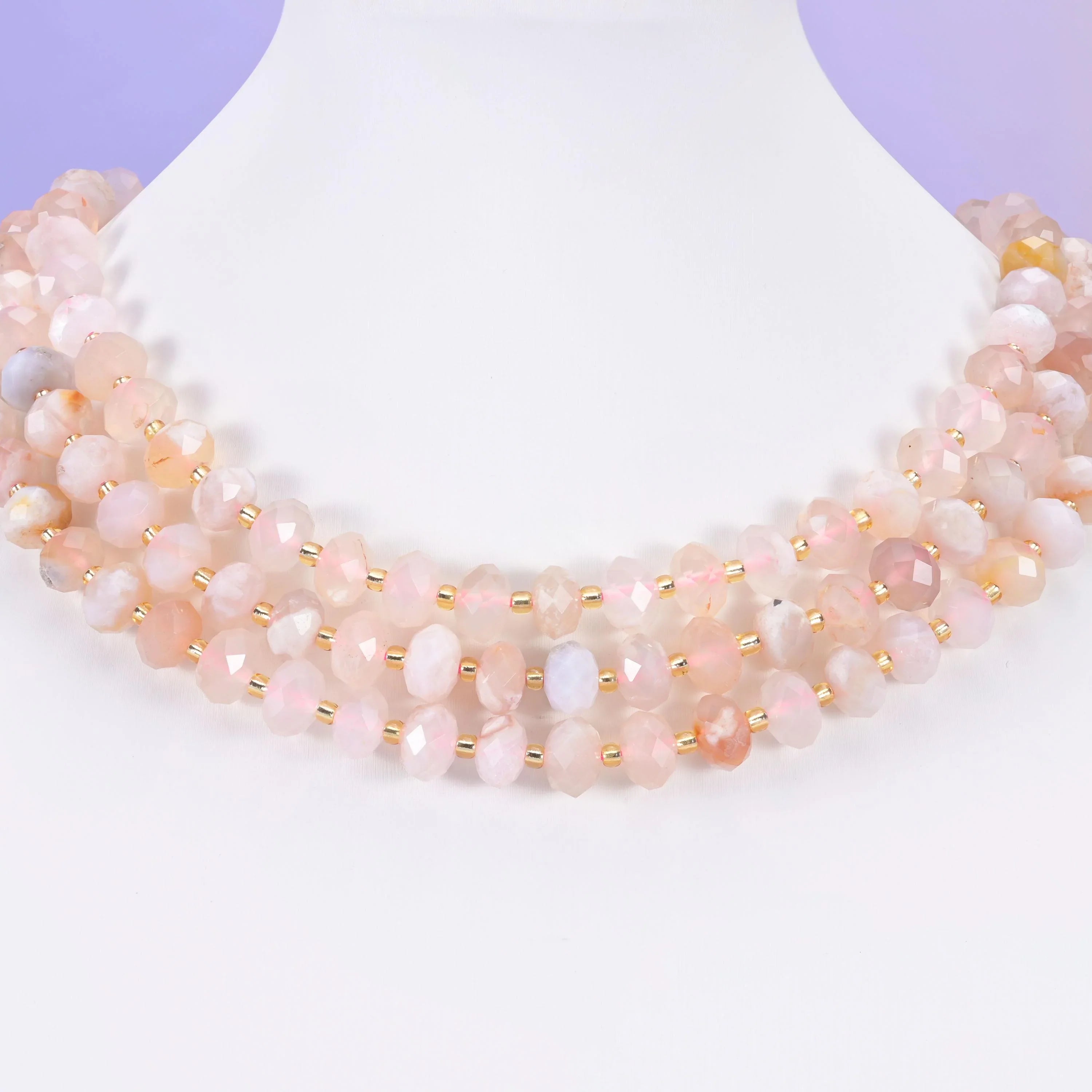 Sakura Flower Agate Faceted Rondelle Beads Size 6x10mm Jewelry Making 15.5 Inch Strand
