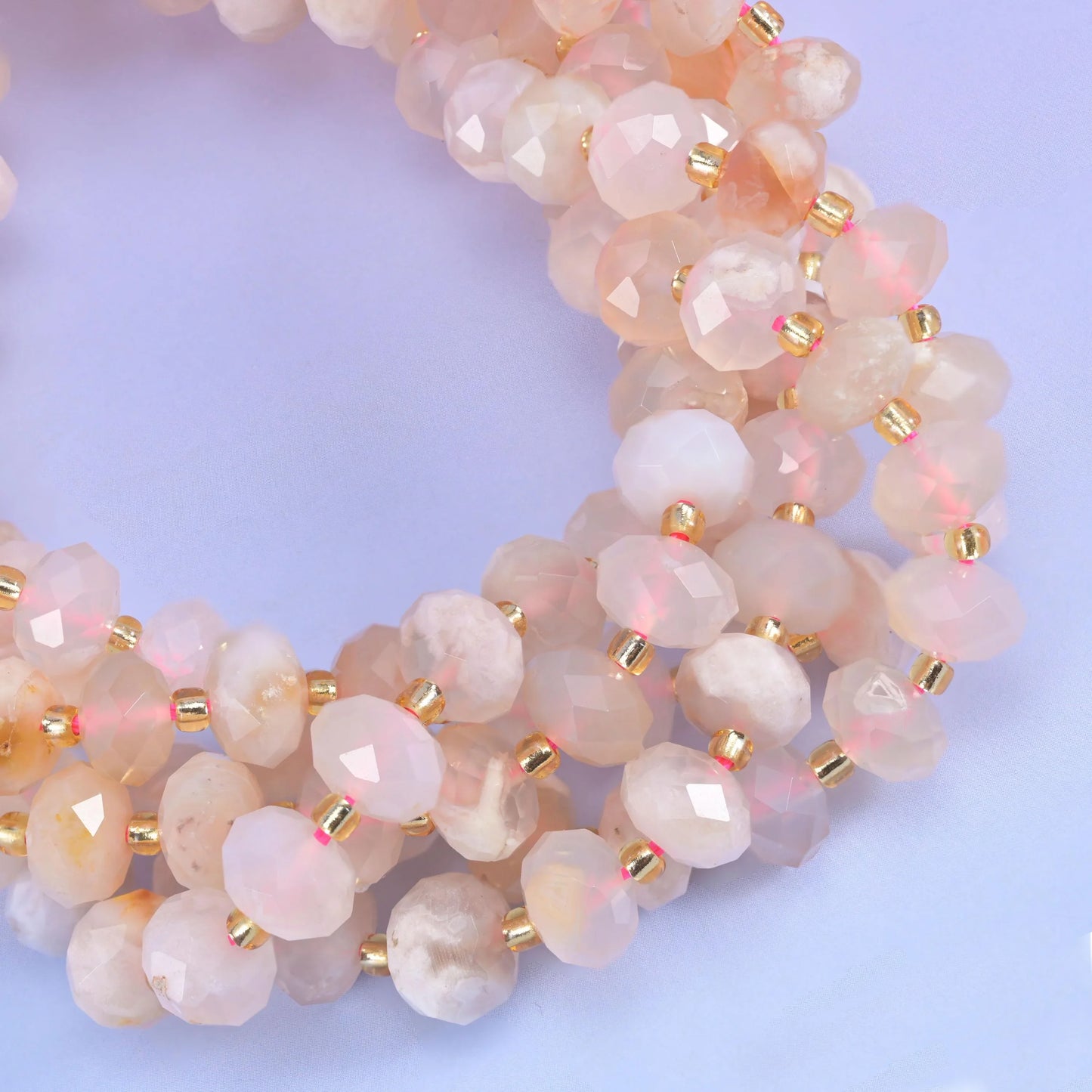 Sakura Flower Agate Faceted Rondelle Beads Size 6x10mm Jewelry Making 15.5 Inch Strand