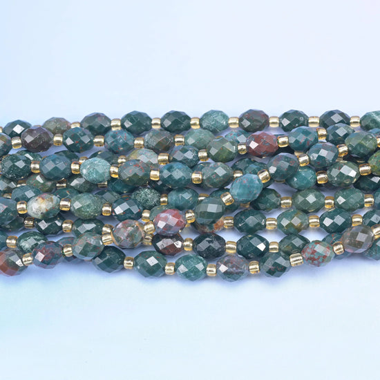 Oriental Jasper Faceted Rice Barrel Beads Size 6x8mm Jewelry Making 15.5 Inch Strand