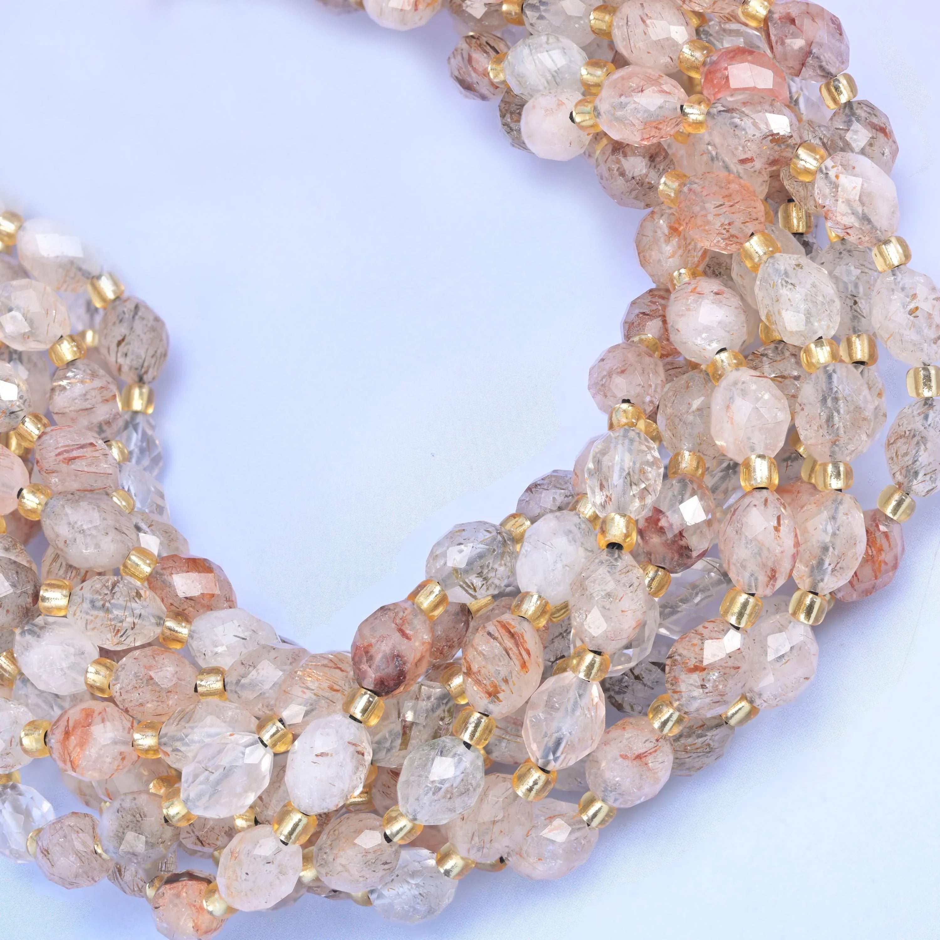 Red Copper Rutilated Quartz Rice Barrel Beads Size 6x8mm Jewelry Making 15.5 Inch Strand