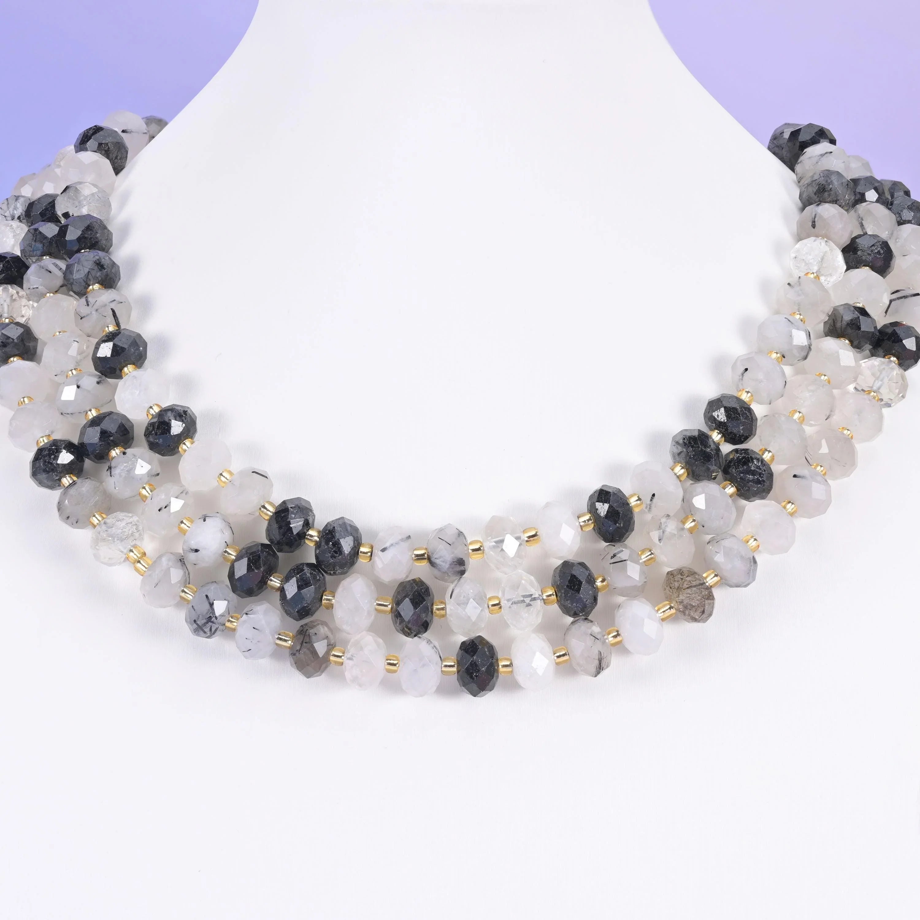 Black Rutilated Quartz Faceted Rondelle Beads Size 6x10mm Jewelry Making 15.5 Inch Strand