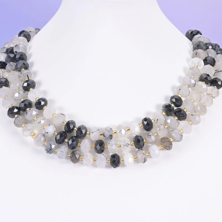 Black Rutilated Quartz Faceted Rondelle Beads Size 6x10mm Jewelry Making 15.5 Inch Strand