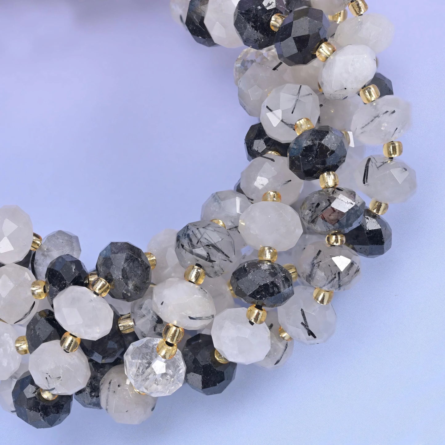 Black Rutilated Quartz Faceted Rondelle Beads Size 6x10mm Jewelry Making 15.5 Inch Strand