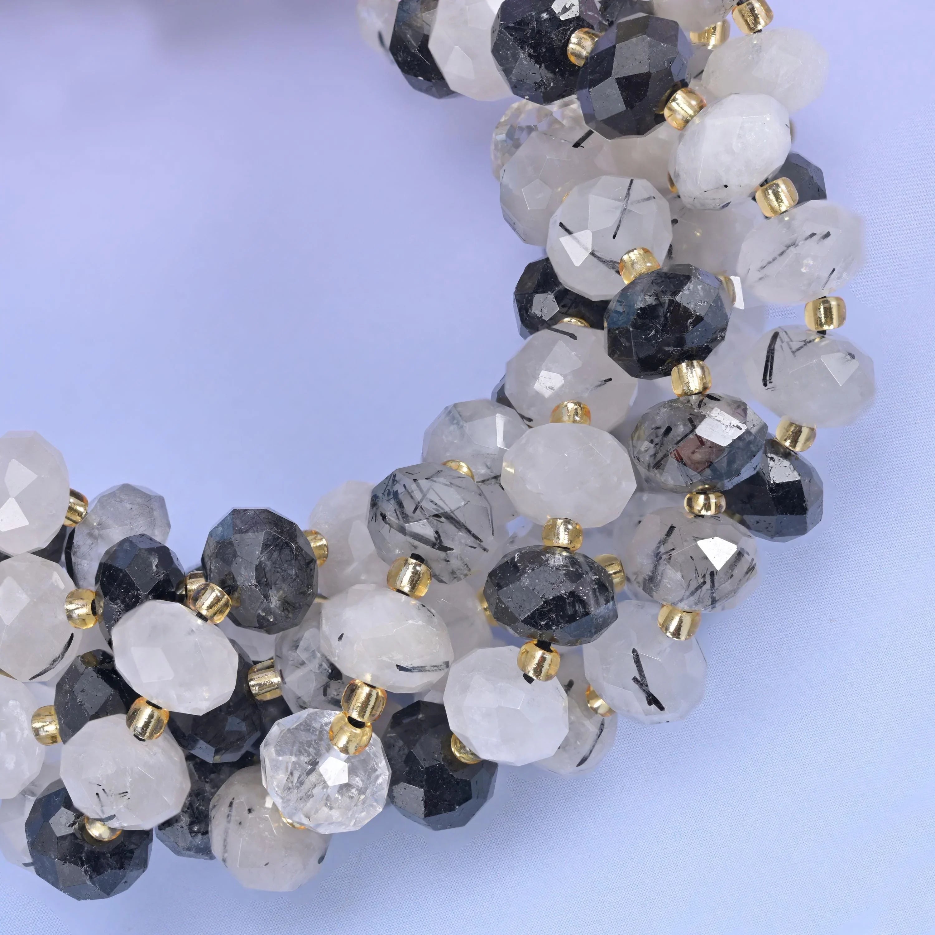 Black Rutilated Quartz Faceted Rondelle Beads Size 6x10mm Jewelry Making 15.5 Inch Strand