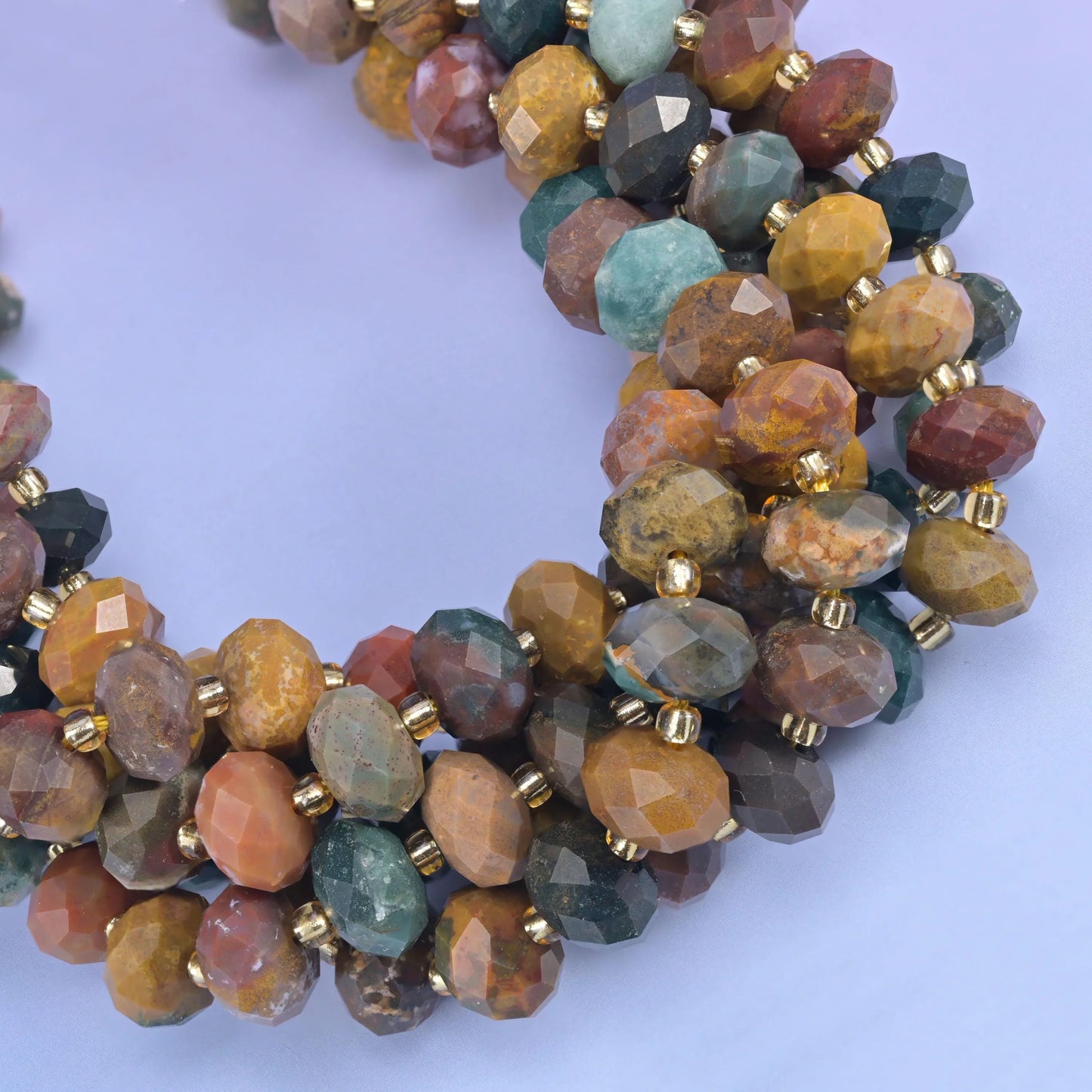 Ocean Agate Faceted Rondelle Beads Size 6x10mm Jewelry Making 15.5 Inch Strand