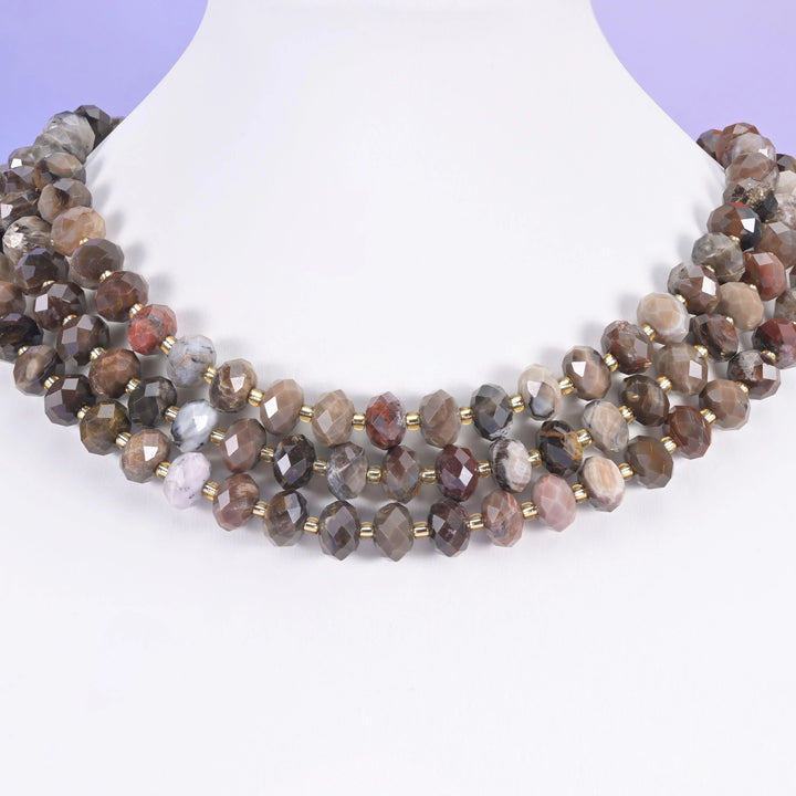 Petrified Wood Faceted Rondelle Beads Size 6x10mm Jewelry Making 15.5 Inch Strand