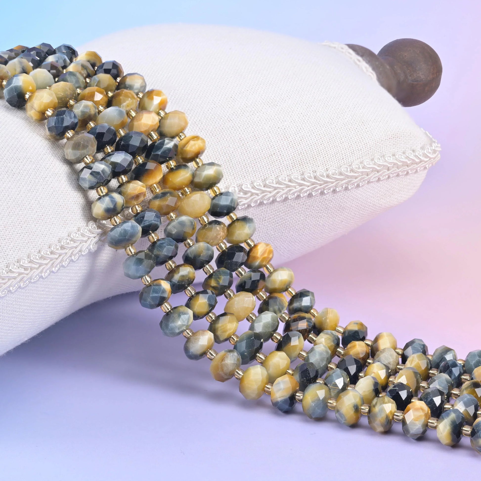 Dream Tiger Eye Faceted Rondelle Beads Size 6x10mm Jewelry Making 15.5 Inch Strand