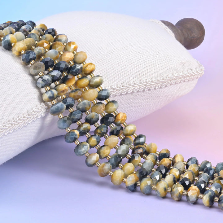 Dream Tiger Eye Faceted Rondelle Beads Size 6x10mm Jewelry Making 15.5 Inch Strand