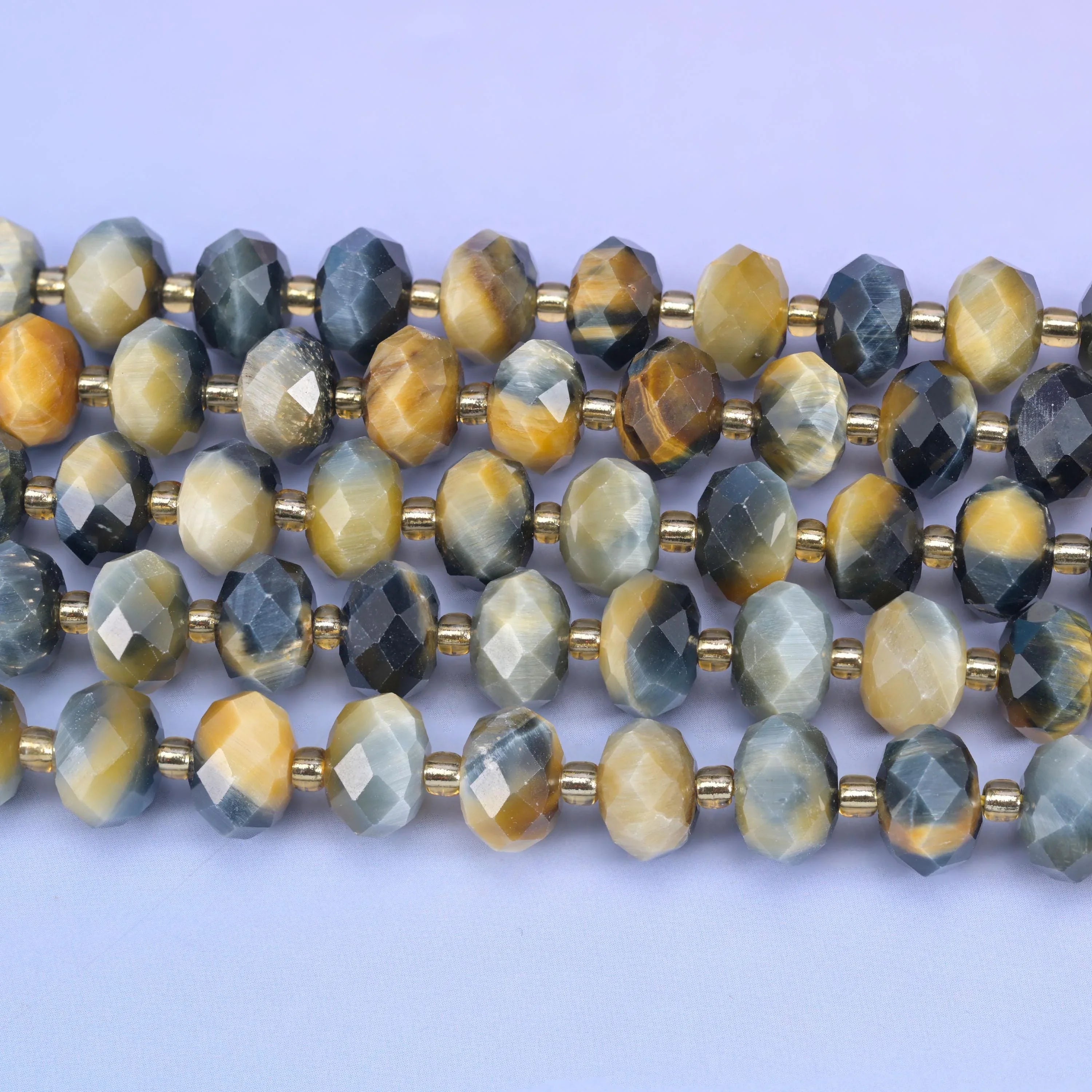 Dream Tiger Eye Faceted Rondelle Beads Size 6x10mm Jewelry Making 15.5 Inch Strand