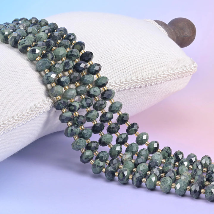 Kambaba Jasper Faceted Rondelle Beads Size 6x10mm Jewelry Making 15.5 Inch Strand