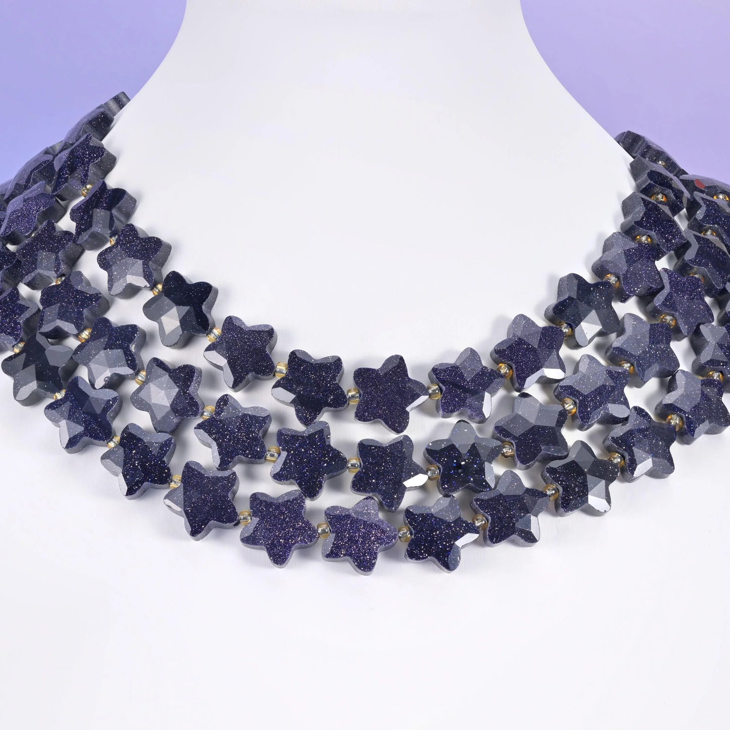 Blue Sandstone Faceted Star Beads Size 14mm Jewelry Making 15.5 Inch Strand