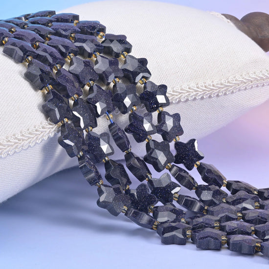 Blue Sandstone Faceted Star Beads Size 14mm Jewelry Making 15.5 Inch Strand