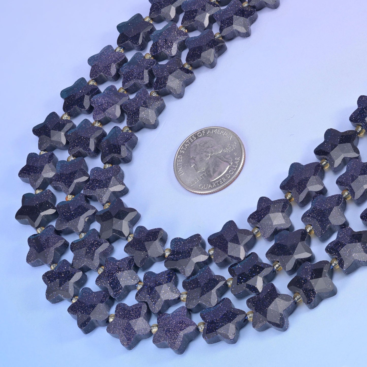 Blue Sandstone Faceted Star Beads Size 14mm Jewelry Making 15.5 Inch Strand