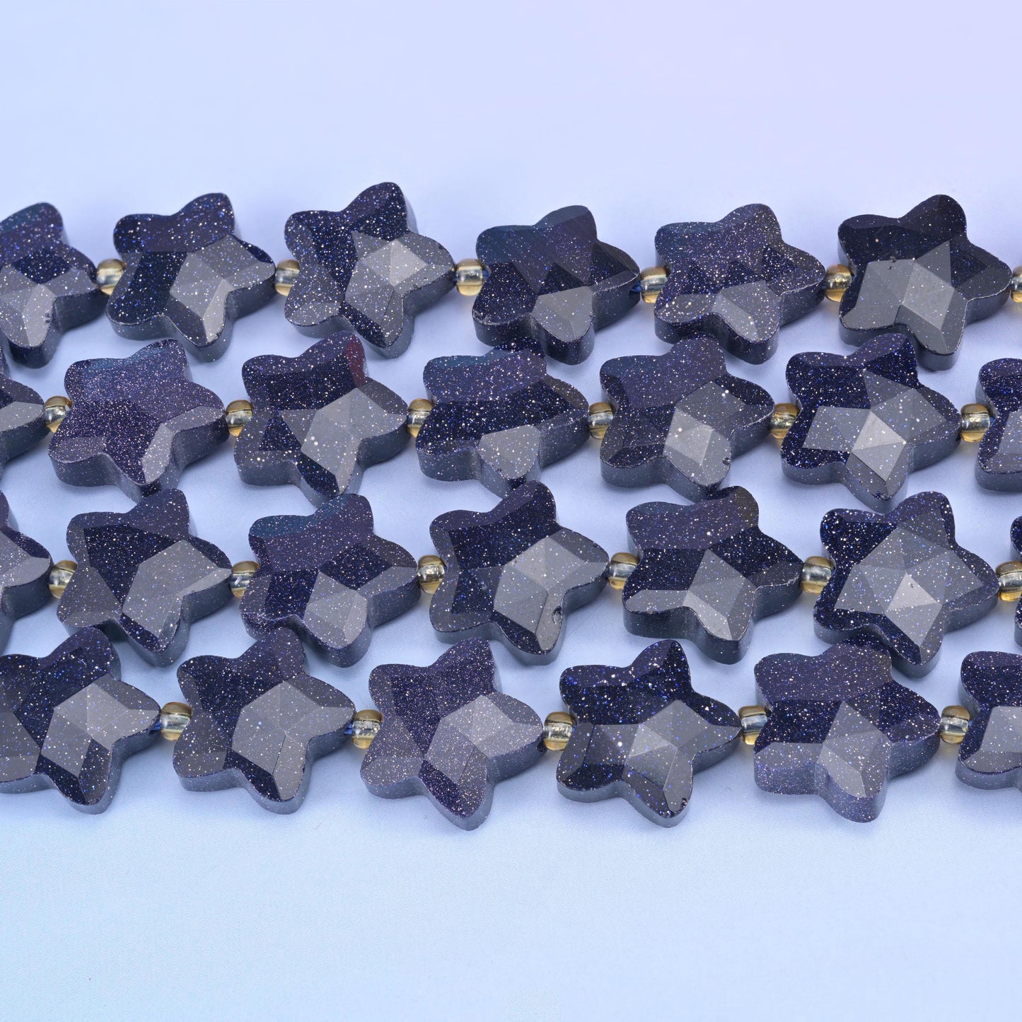 Blue Sandstone Faceted Star Beads Size 14mm Jewelry Making 15.5 Inch Strand