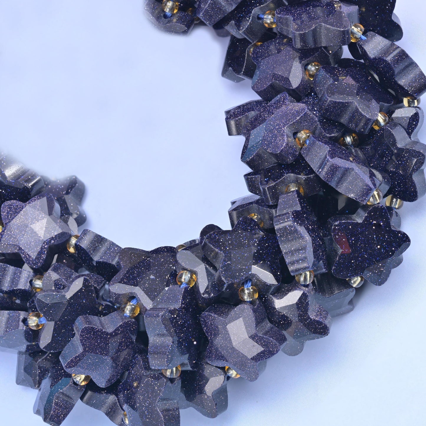 Blue Sandstone Faceted Star Beads Size 14mm Jewelry Making 15.5 Inch Strand