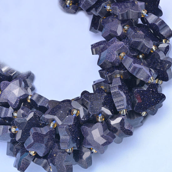 Blue Sandstone Faceted Star Beads Size 14mm Jewelry Making 15.5 Inch Strand